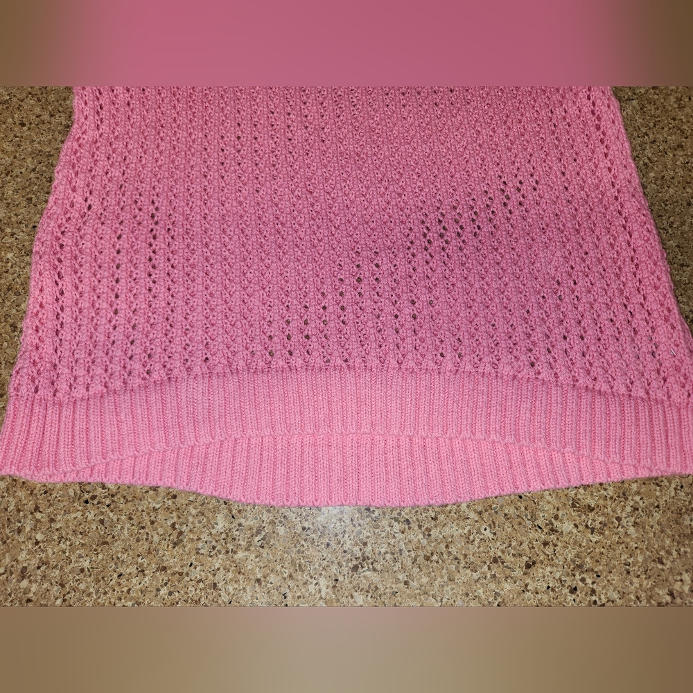 Talbots Open Knit Raglan Long Sleeve Pink Sweater Size Petite Medium - Picture 12 of 12